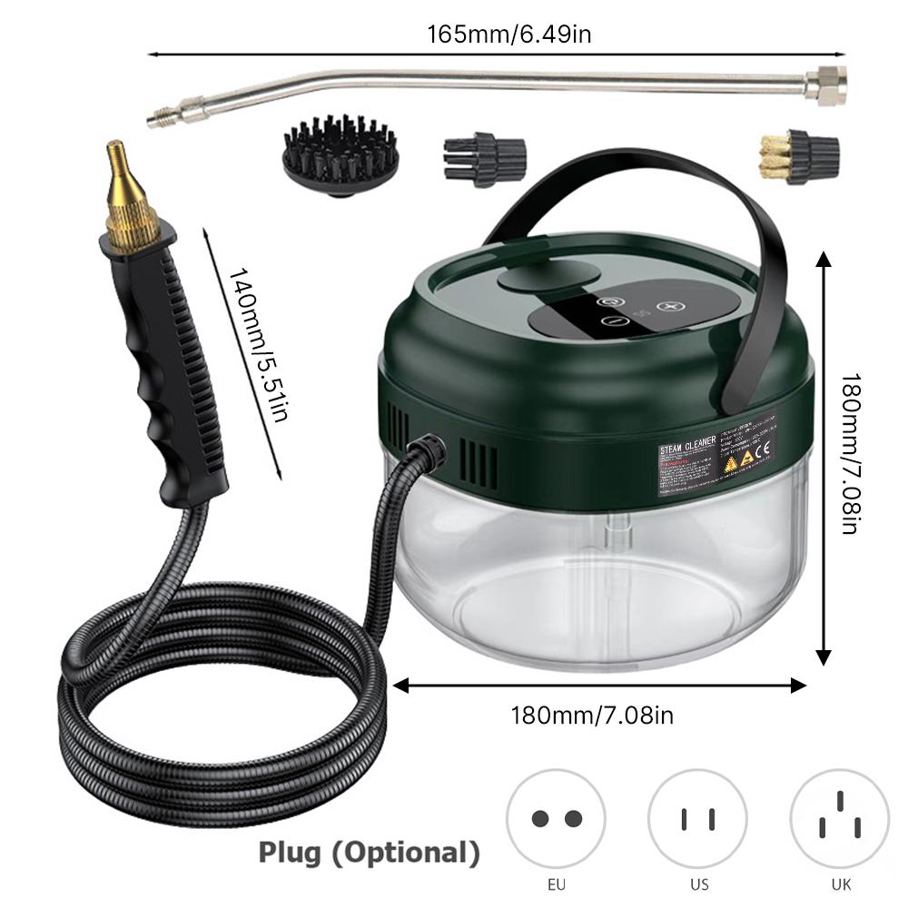 Pressurized Handheld Multi-surface Steam Cleaner with 3 Brushes and Extended Rod for Home Portable