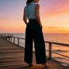 Women's High Waist Wide Leg Pants Loose Fit Casual Trousers Lightweight Comfortable Relaxed Fit Full Length