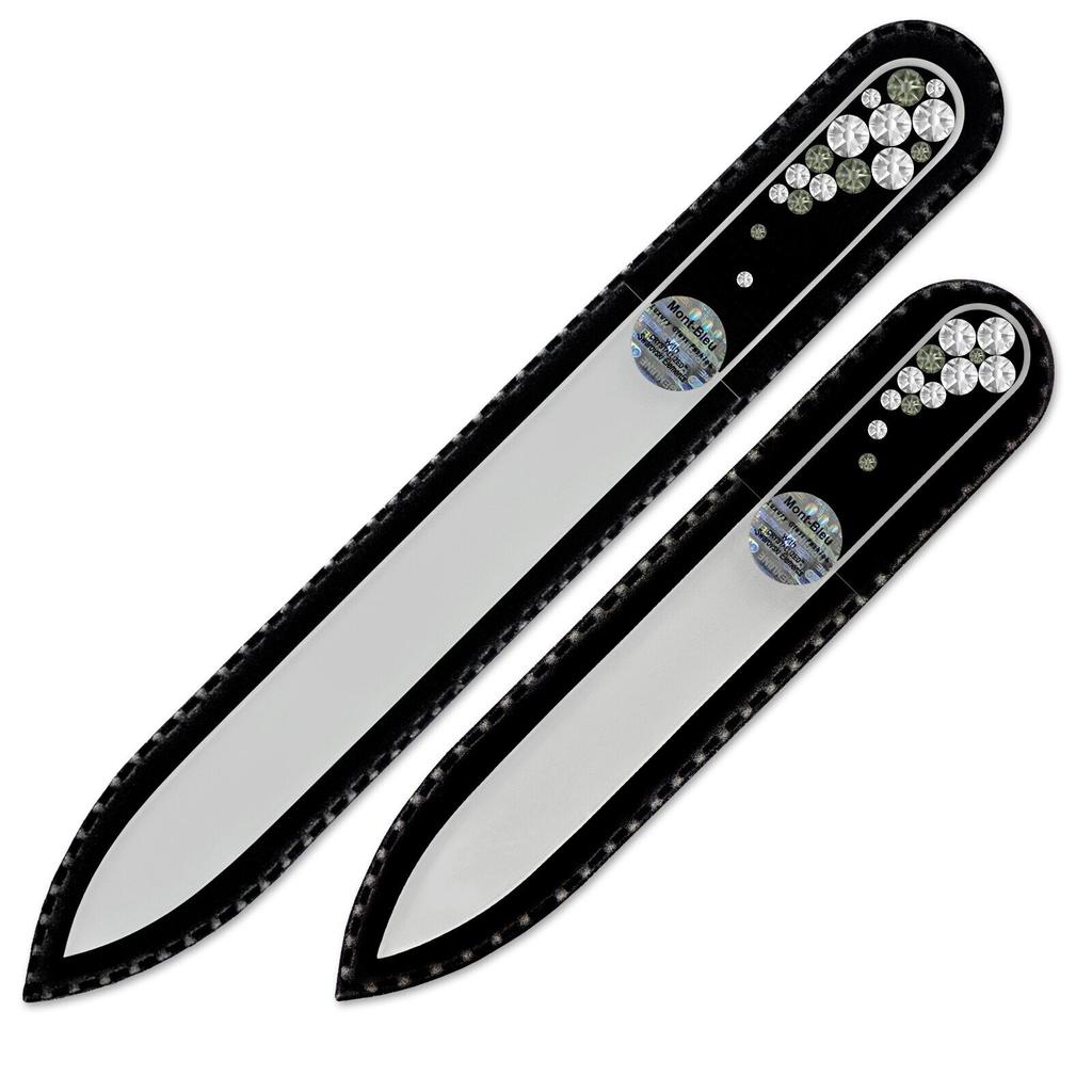 Set of 2 Czech Glass Nail Files with Crystals B-MS