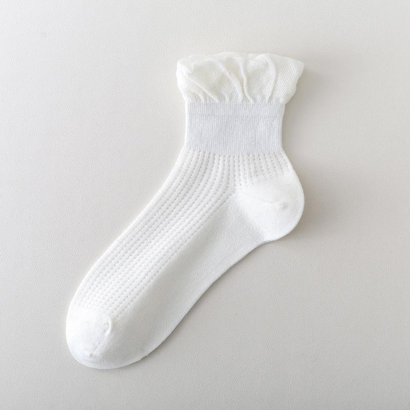 

Весенне-летние женские носки до середины икры, кружевные балетные ажурные сетчатые махровые носки, хлопковые бесшовные короткие носки, тонкий стиль 1 pair белый