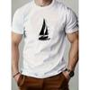 European Size Men'S Casual Sailboat Patterned Summer T-Shirt - Lightweight And Breathable Round Neck Short-Sleeve Tee, Perfect for The Beach