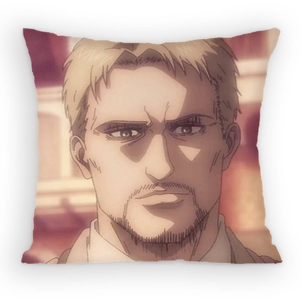 

Attack on Titan Reiner Braun Pillow Case Antidustmite Pillowcase Invisible zipper silky short plush Sofa cushion cover 30x30 cm