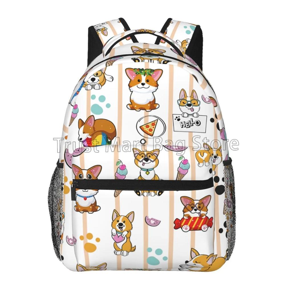 Cute Corgi Dogs Backpack for Boys Girls Lightweight Bookbag for Students School Laptop Backpacks Unisex Travel Camping Daypack