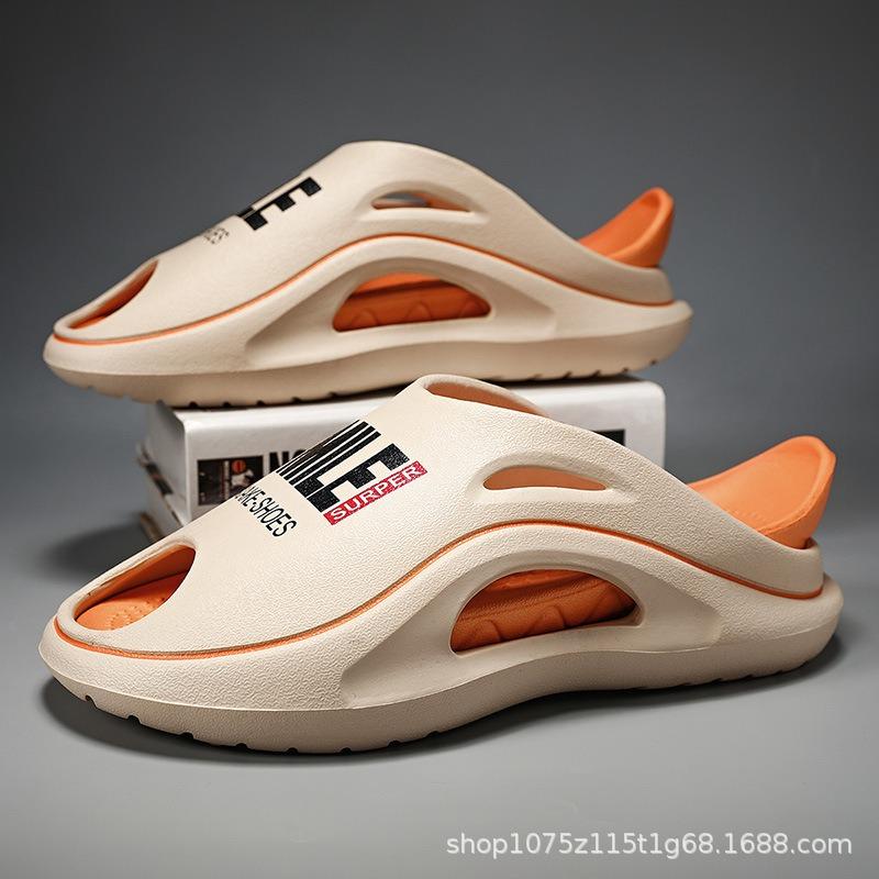 Summer New Men and Women Couples One-word Drag Thick Bottom Non-slip Wear-resistant Fashion Two-color Outdoor Beach Cool Slippers