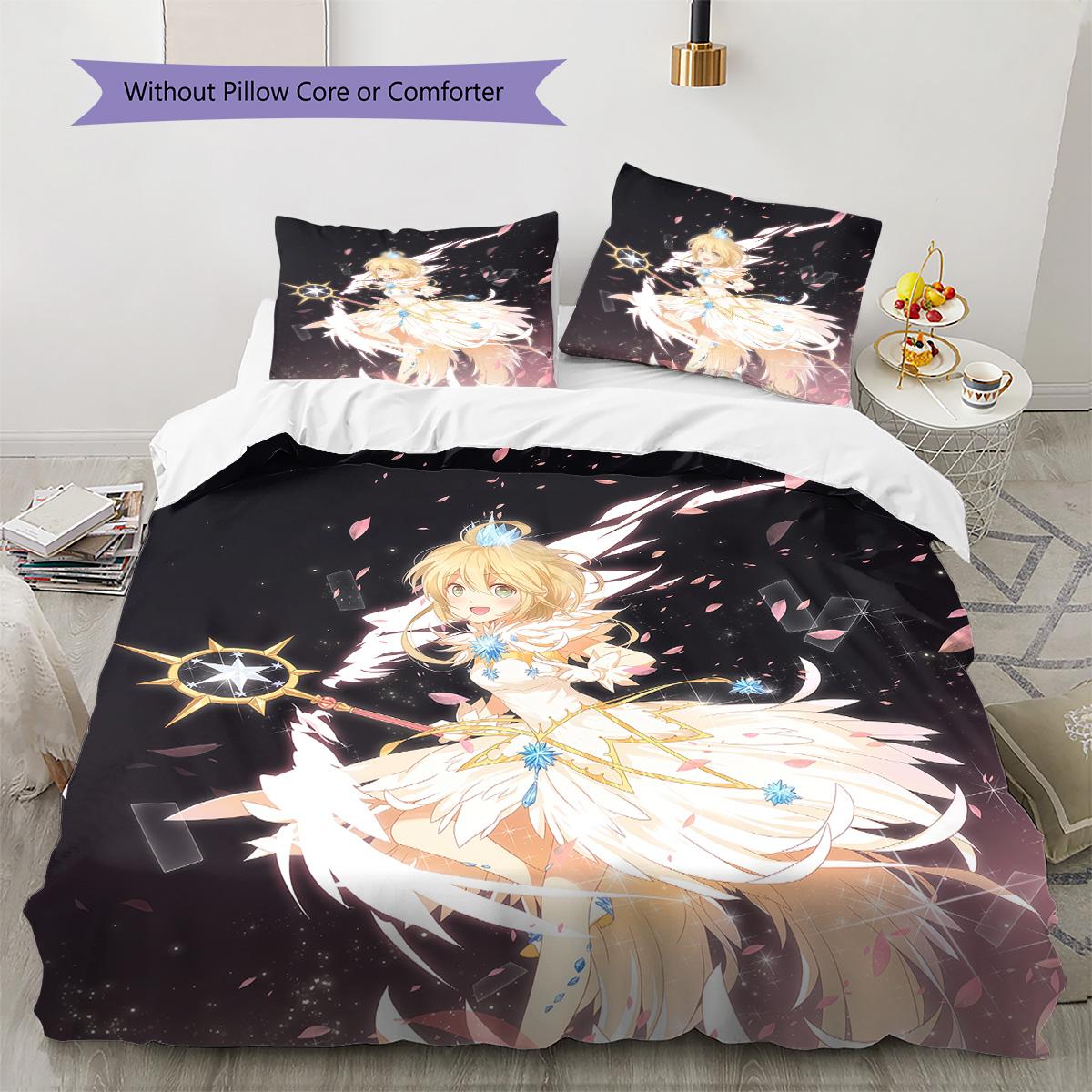

Cardcaptor Sakura Sakura Theme Bedding Set, 1 Duvet Cover & 2 Pillowcases, Suitable for Home Furnishing, Ideal Gift for Fans 135x200cm