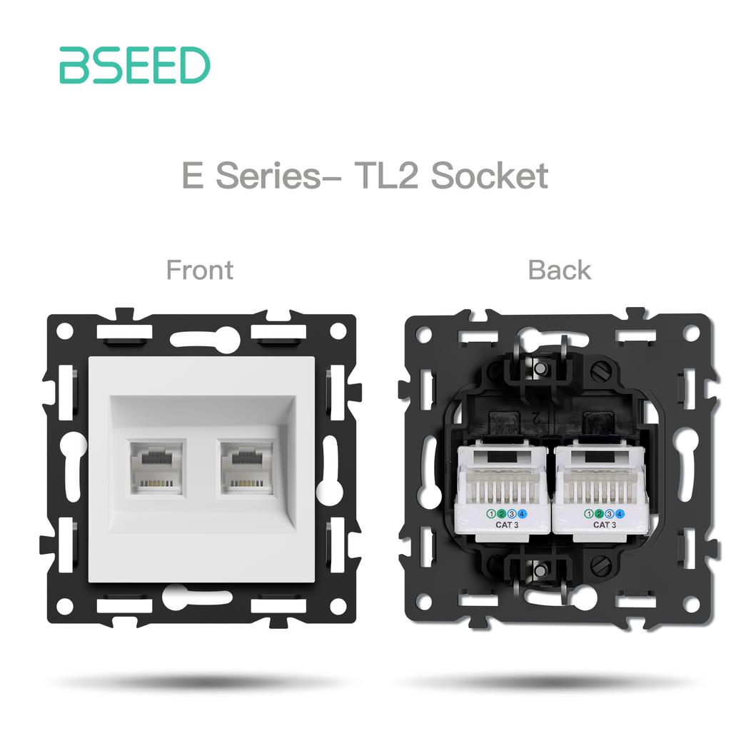 BSEED Plastic Frames Modules HDMI ST TL CAT6 Socket Parts DIY Combination EU FR RU Standard Sockets USB Typle-C Charge E-Series
