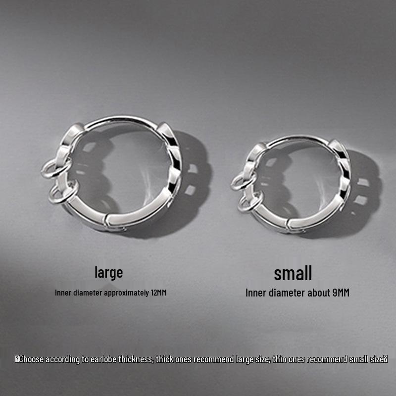 2022 Men's Silver Hoop Earring Stud – Single Piece, Stylish Design, Unique Fashion Ear Jewelry