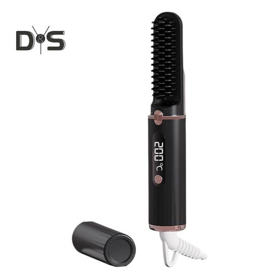

Проводной выпрямитель для волос с 4 регулируемыми температурами, ЖК-дисплей, портативная горячая щетка с отрицательными ионами, электрическая расческа для укладки вьющихся волос, распутывающая волосы чёрный