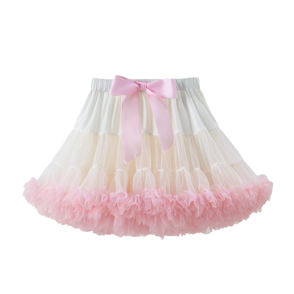 Kids Puffy Tulle Tutu Skirt, Separate Princess Skirt with Pink Bow Elastic Waist for Birthday Party