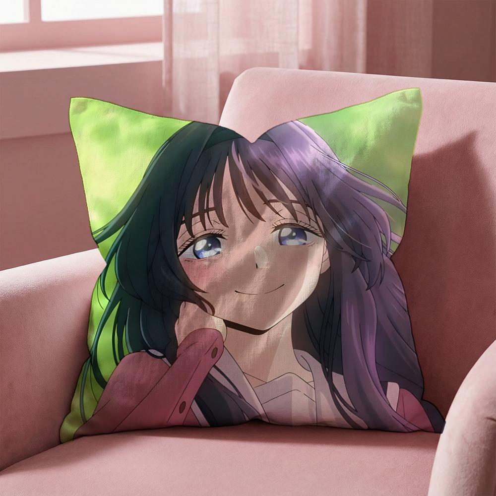 Cute K-Kaoruko W-Waguri Cushion Cover Multi-Scene Pillow Cover for Home & Car - Reversible, Soft & Durable for Daily Use