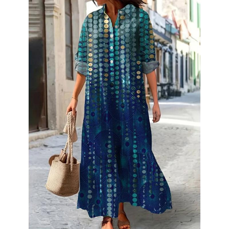IHUASU Fashion Autumn Winter Long Sleeve POLO Neck Casual Dresses