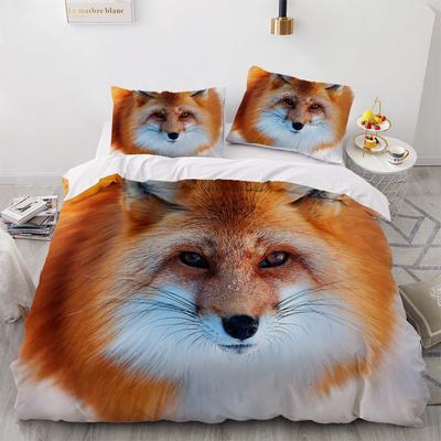 Tier Fuchs Bettwäsche Set King Queen Größe 3D Lieblich Orange Fennek Fuchs Bettbezug für Kinder Jugendliche Erwachsene Schlafzimmer Dekor Steppdecke Bezug