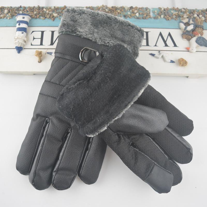 Autumn and Winter Men's New Velvet Thermal Gloves