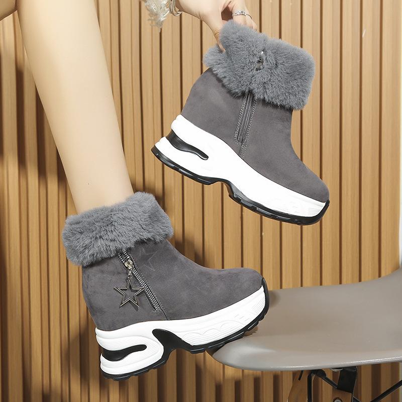 Women's lightweight comfortable thick sole cold warm padded snow boots non-slip wear outdoor sports furry mouth cotton boots