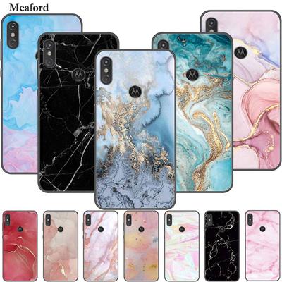 For Moto One Vision Case Luxury Silicone TPU Soft Cover Phone Case For Motorola Moto One Action Macro Shockproof Marble Coque