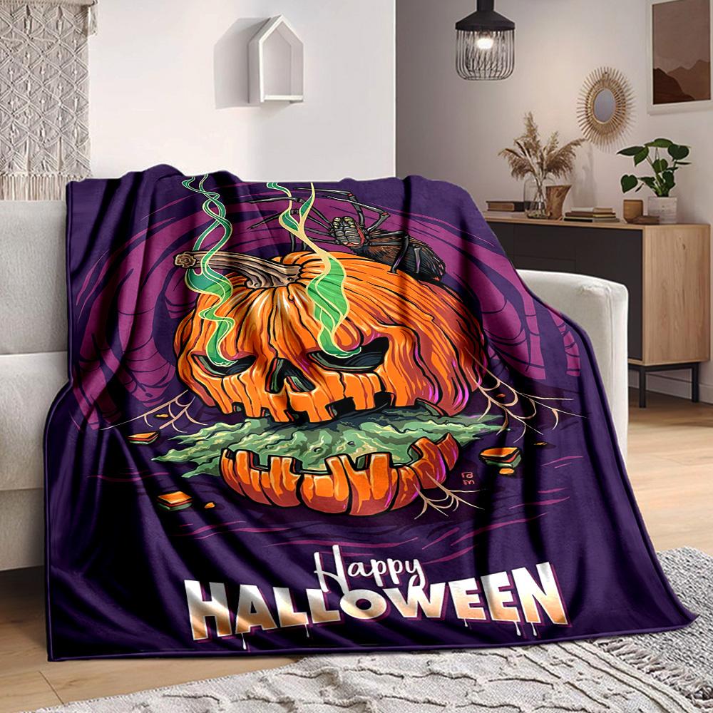 1PC Halloween Pumpkin Blanket, Throw For Sofa, Bed, Travel, Printing Blanket With Soft And Warm Fabric yy250918188 75x90cm