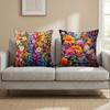 Stunning Colorful Floral Cushion Cover Multi-Scene Pillow Cover for Home & Car - Reversible, Soft & Durable for Daily Use