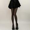 New Sexy Vertical Stripe Black Thigh High Stretchy Stockings For Women Summer Thin Breathable Over-Knee Socks Sheer Tights