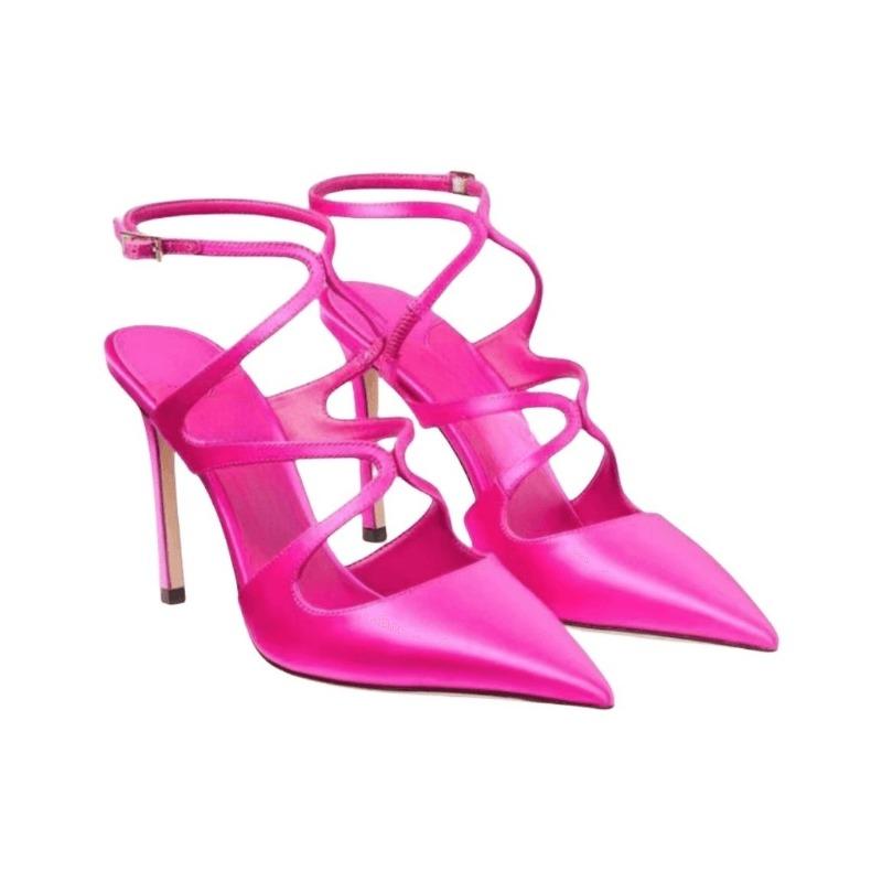 Fashion Summer Cross Cut Hollow Out Satin Sandals Women Gold Silver Pointed Sexy 10.5cm High Heels Brand Fashion Woman Shoes Size34-45