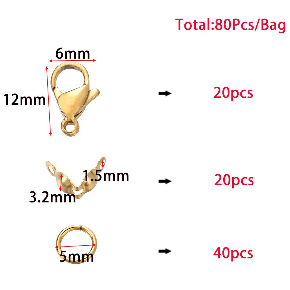 80Pcs/Set Stainless Steel Lobster Clasp Jump Rings Connectors Clasp Crimp End for Bracelet Necklace Chains DIY Jewelry Making