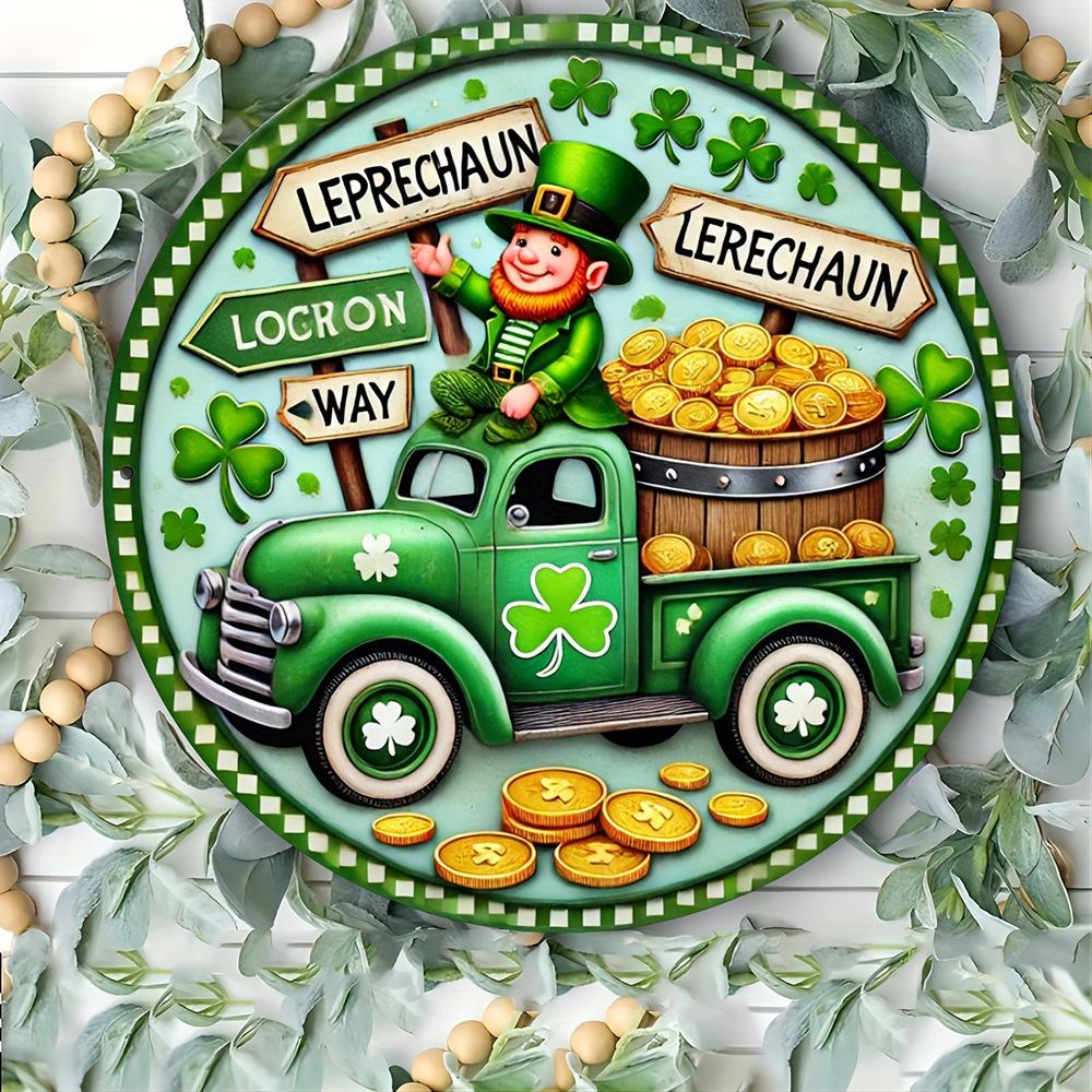 2D Flat 20cm Happy St.patrick's Day Hat Wooden Wall Hanging Decor - Car Balloon Universal Holiday Wooden Pendant, Home Decoration, Welcome Sign Party
