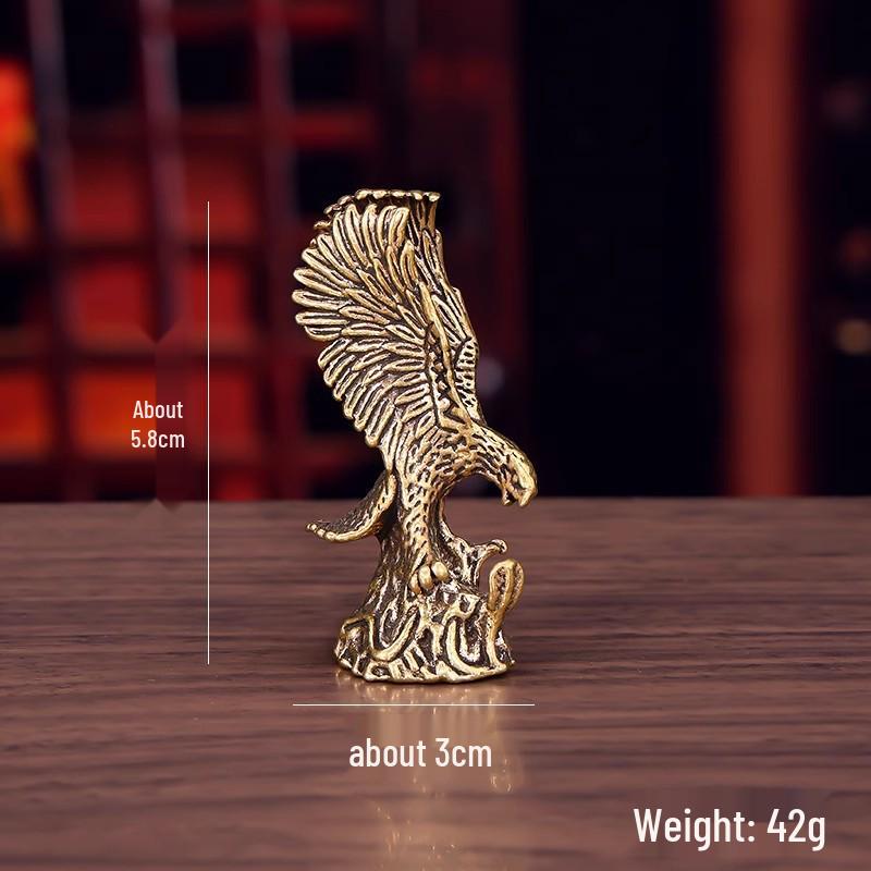 Vintage Bronze Eagle Figurine: Brass Ornament for Living Room or Office