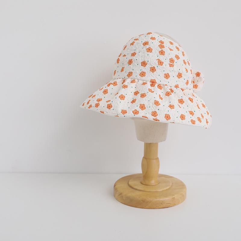 Girls' Cute Floral Wide-Brimmed Summer Sunshade Hat - Breathable Korean Style