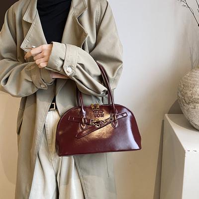 2025 neue Muscheltasche Damen Retro Tragbare Pendler Bowlingtasche Nischenmode High-End Einzel-Schulter Umhängetasche