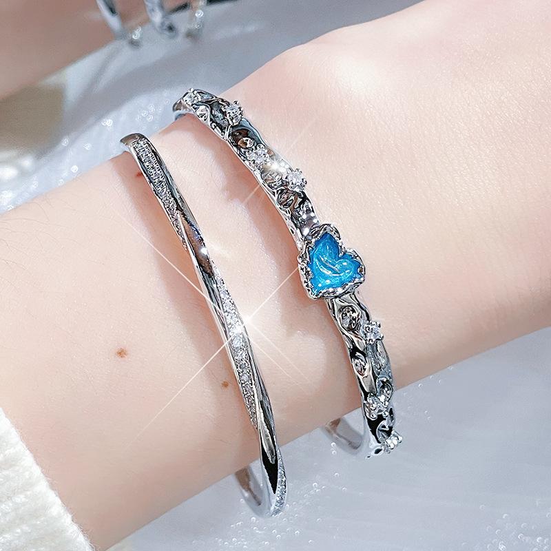 Enamel Dripping Oil Love Open Bracelet French Irregular Light Luxury High-End Sense Personalized Fashion Bracelet
