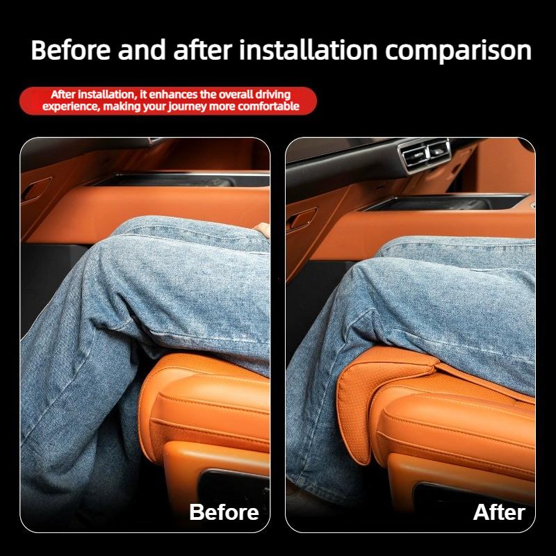 Nappa Leather Leg Support Extension Seat Cover Memory Foam Extender Cushion With Backrest Car Interior Accessories Universal Car