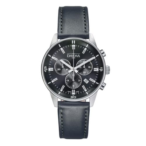Davosa Vireo Chronograph Swiss-Made Men's Chronograph Watch with Date Function, Black (162.493.55)