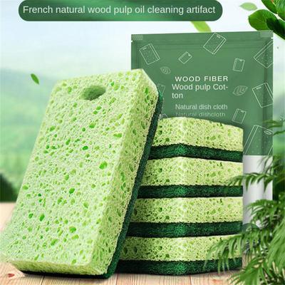 Wood Pulp Dishwashing Sponge Double-Side Pot Dish Cleaning Sponge Absorbing Scouring Pad Household Cleaning Tools