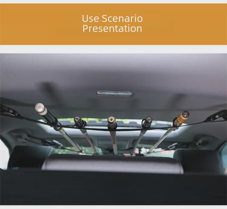 Utomhustakräcke för bil med förvaring för fiskespön och remmar