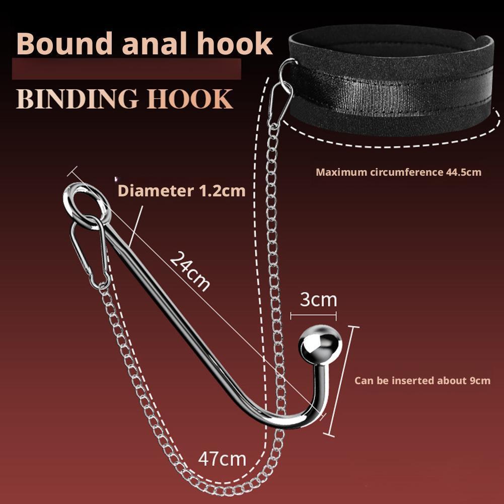 NEW Metal Anal Hook with Leather Collar Sexual Kits  Erotic Bondage Restraint Game for Fetish Couples Adult Anal Sex Toy
