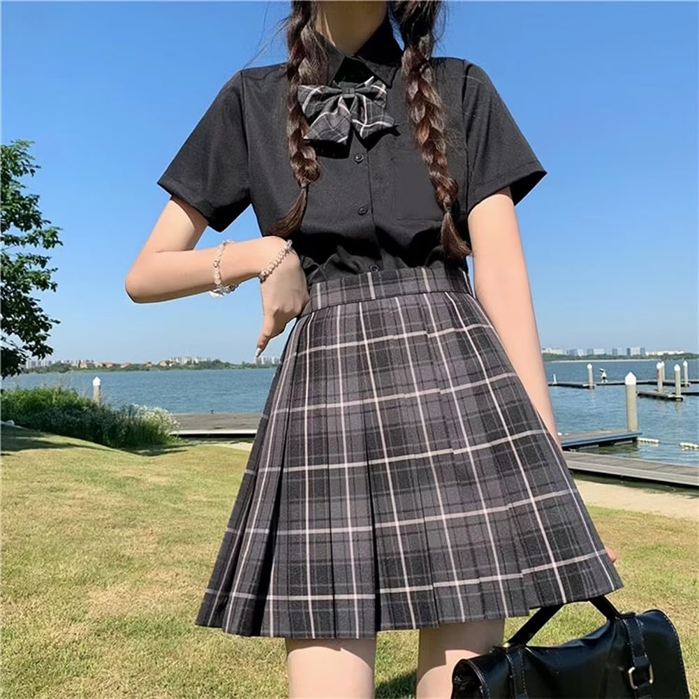 Limspace Uniform Pleated Checkered Mini Skirt with Matching Cute for High School Cultural School Amusement Everyday Mini Short Skirt Skirt, Skirt,