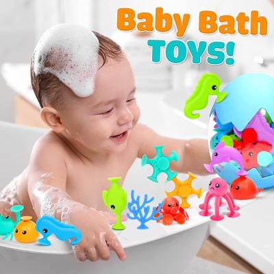 Jouets de Bain en Caoutchouc pour Bébé Animaux Marins Ventouse Piscine Bébé Requins Jouets Interaction Parent-Enfant Jouet Éducatif