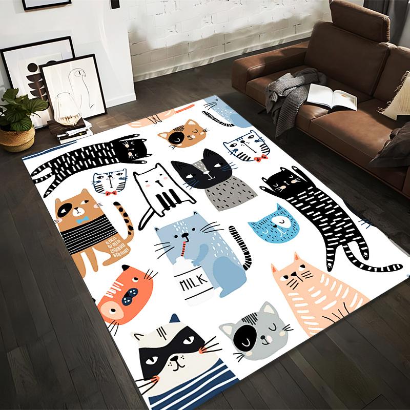 

Cartoon Cat Pattern Area Rug - Cute Cats with Striped and Playful Designs Suitable for use as an anti-slip1 for1room and bedroom sofas 40x60cm( 15x23in )