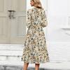 3/4 Sleeve Women's Dress Casual Flowy A-Line Midi Tshirt Dresses With Pockets Crewneck Vocation Boho Beach Sundress