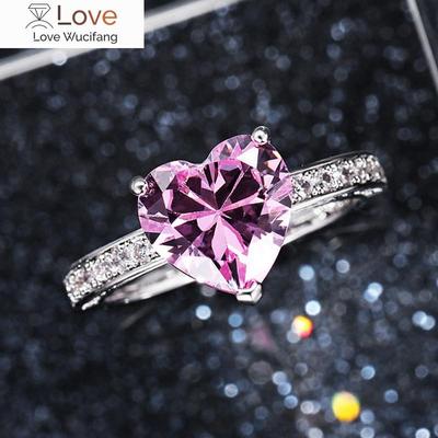Romantische Rosa Herzform CZ Frauen Ehering Exquisite Silber Farbe Braut Verlobungsringe Süße Liebe Zubehör Geschenk