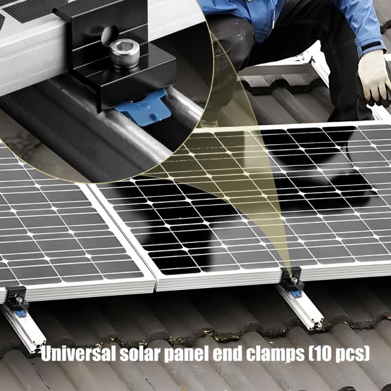 10Pcs Solar End Clamp Z Bracket Wide Photovoltaic Mounting Bracket Adjustable Solar Panel Mounting Bracket Clamp