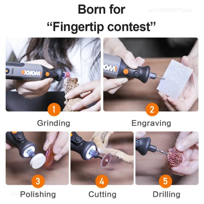 8V Rotary Tool WX106 Cordless Mini Drill Engraving Grinding Polishing Machine USB Charger Variable Speed Power Tools Set