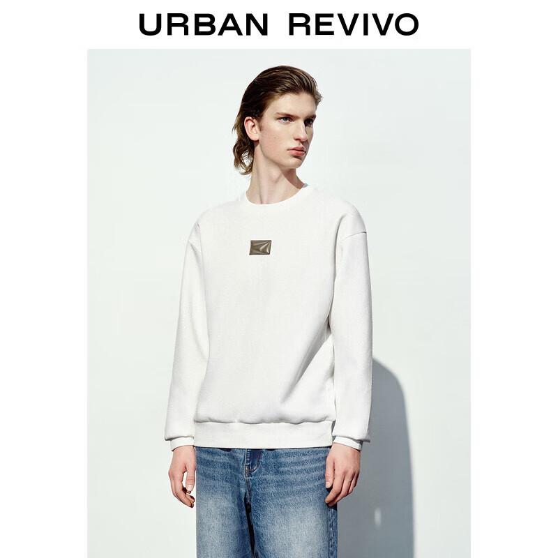 UR Men's Casual Contrast Patch Round Neck Sweatshirt