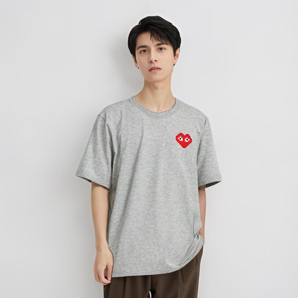 Comme des Garçons PLAY COMME des GARCONS PLAY Basic Invaders T-Shirt Red Emblem 'Grey' Men's AZ-T322-051