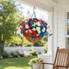 Artificial Outdoor Flower with Hanging Baskets, Red White Blue Fake Flower Planter, Patriotic Decor for 4th of July, Porch Garden