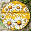 Daisy Welcome Wooden Sign, Charming Round Front Door Decor, Summer Floral Wall Hanging - Ideal Gift for Home & Garden Lovers