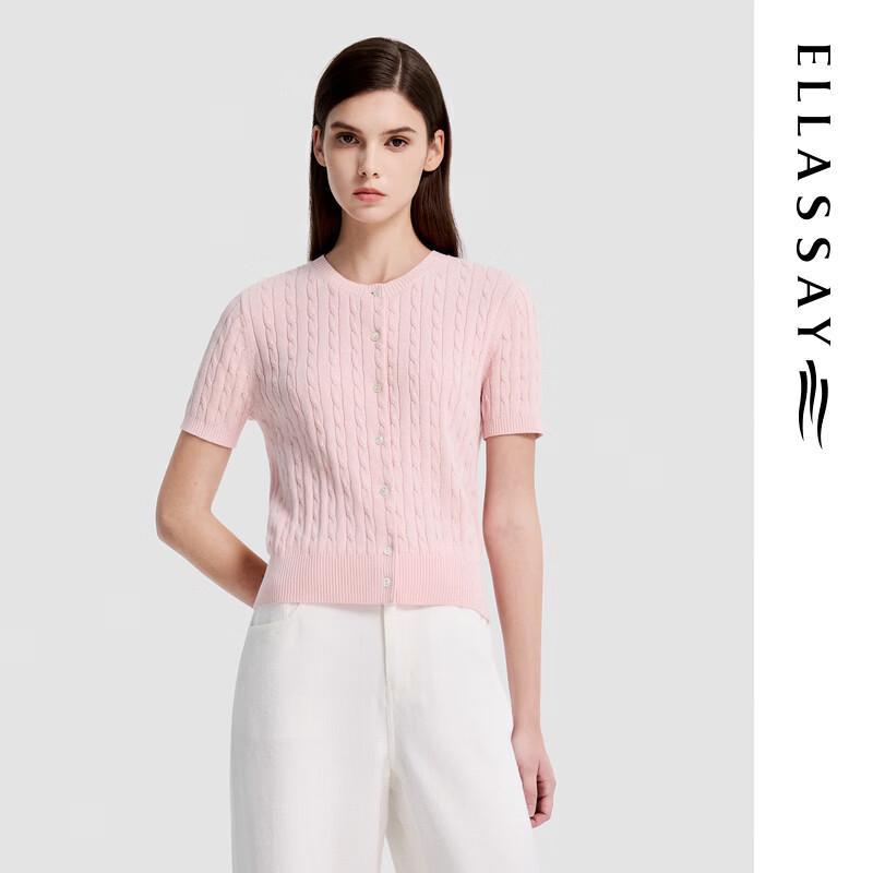 ELLASSAY 2026 Early Spring Pure Cotton Cable Knit Sweater L