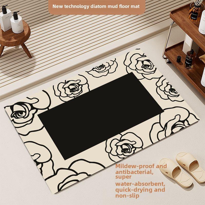 Simple Diatomaceous Earth Bathroom Mat, Absorbent, Quick Drying, Anti Slip, Dust Removal, and Anti Fouling