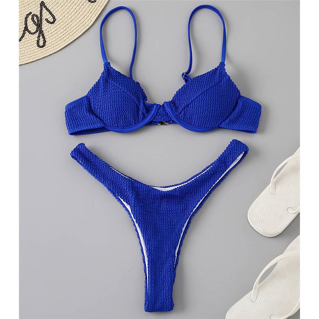 2026 New Ribbed Underwired Bikini Female Swimsuit Women Swimwear Two-pieces Bikini Set Thong Bather Bathing Suit Swim V2697