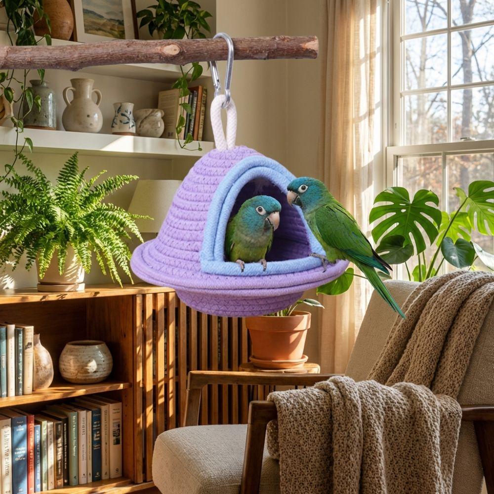 Windproof Bird Cage Nest Handmade Weave Parrot Bed House Bird Hanging Bed Bird Cage