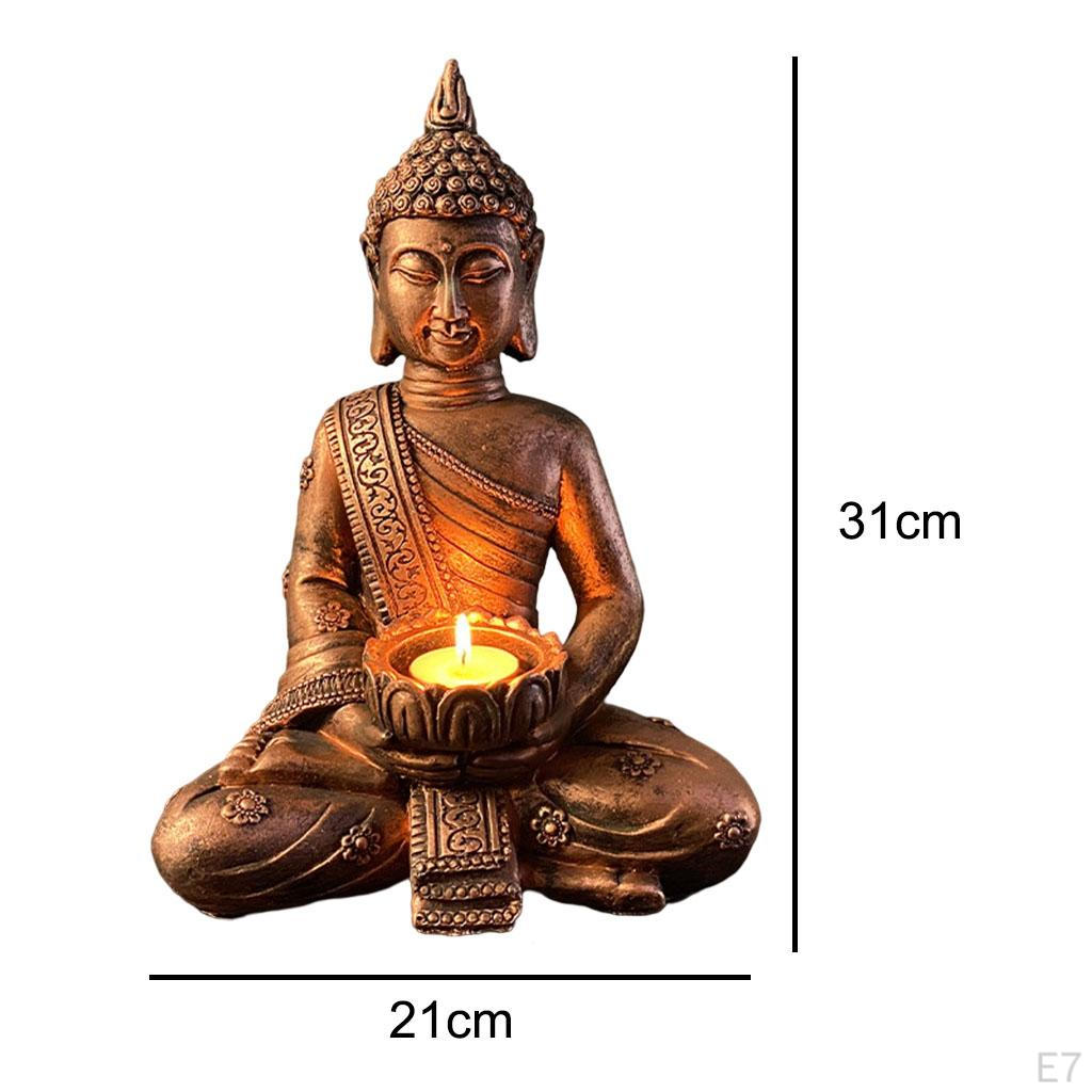 Buddha Holder Tabletop Tealight Decor Statues Collectible Figurines for Relaxing Gift